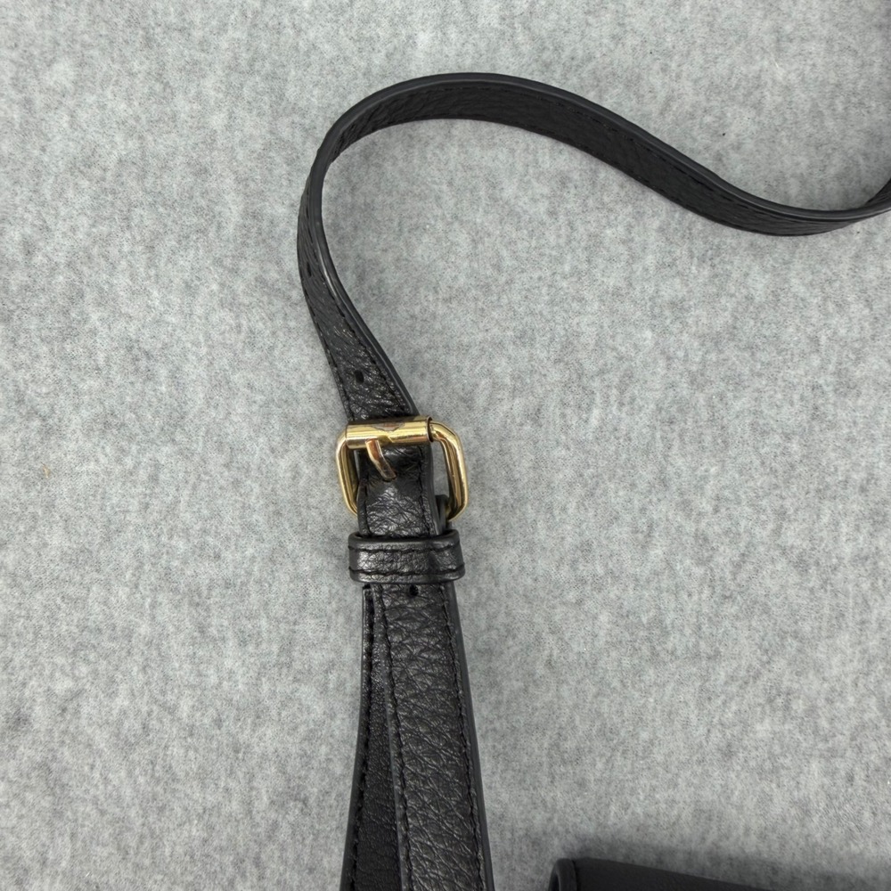 Vince Camuto Black Pebbled Leather Crossbody Bag Gold Toggle Saddle Bag - Picture 10 of 10